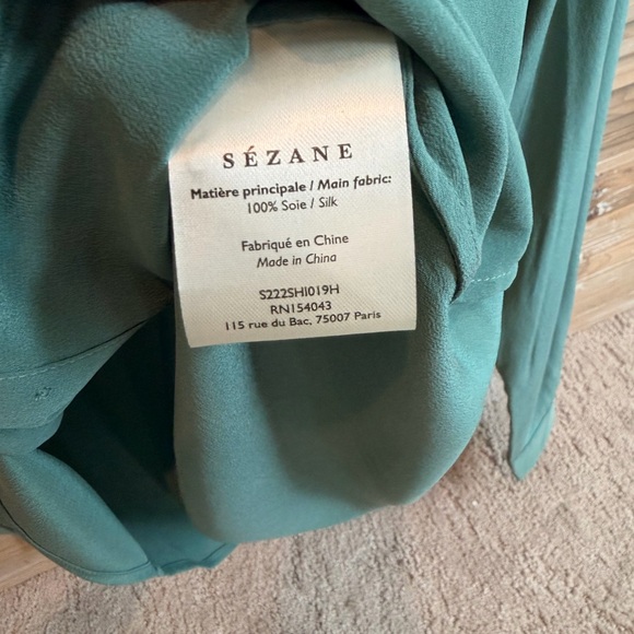 NWT Sézane 100% Silk Ann Shirt in Sage (Size FR 36 | US 4) - Picture 12 of 13